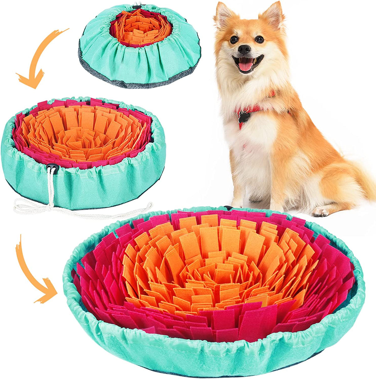 Snuffle Mat for Dogs, Interactive Sniff Mat for Slow Eating and Keep Busy, Adjustable Dog Digging Toys Encourages Natural Foraging Skills and Mental Stimulation