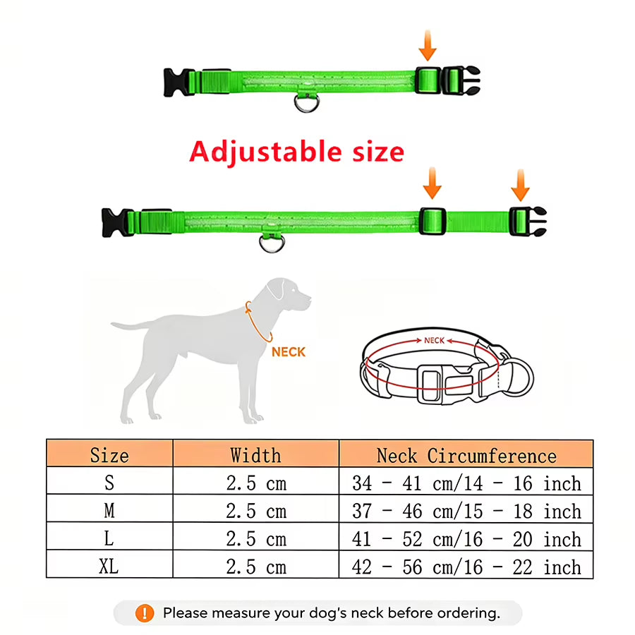 3 Modes Dog Luminous Charge Collar Led Usb Cat Dogs Collars Detachable Night Led Glow Dog Loss Prevention Collar Pet Accessories