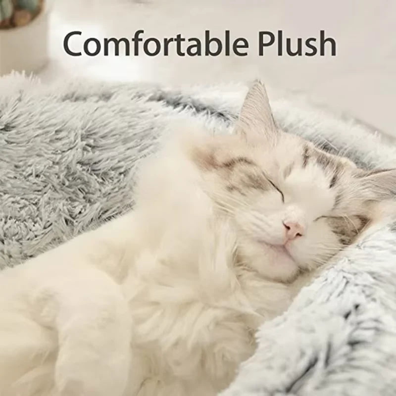 Cozy Cave 2-in-1 Calming Pet Bed – Plush Winter Nest for Cats & Small Dogs