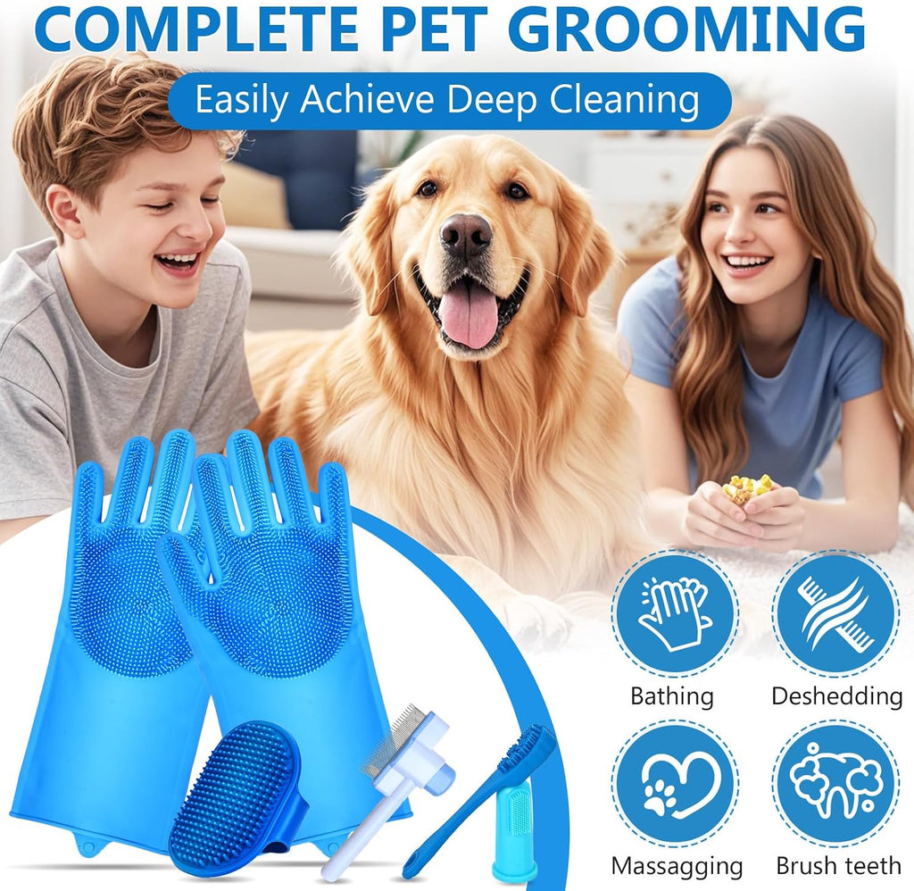 6PCS Dog Washing Gloves Pet Grooming Gloves Dog Bath Supplies