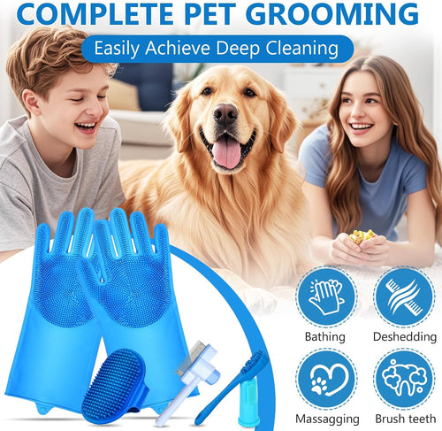 6PCS Dog Washing Gloves Pet Grooming Gloves Dog Bath Supplies