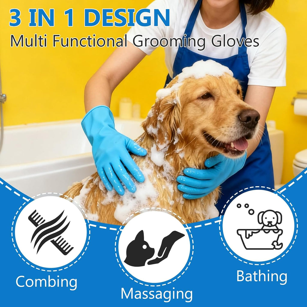 6PCS Dog Washing Gloves Pet Grooming Gloves Dog Bath Supplies