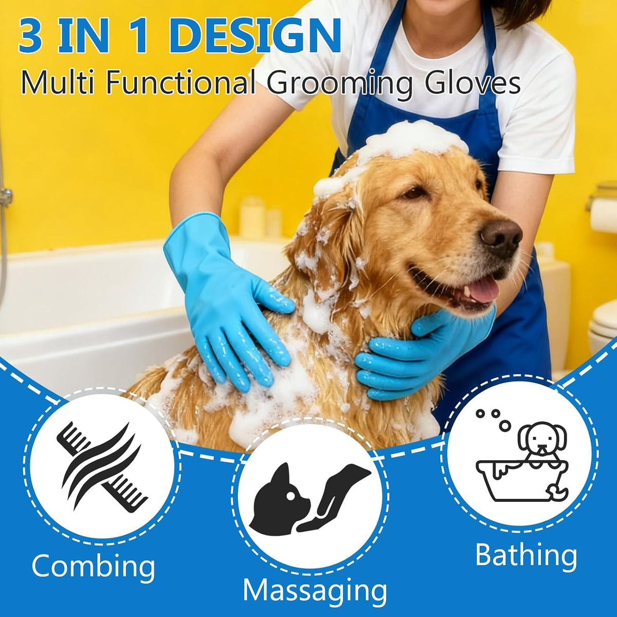 6PCS Dog Washing Gloves Pet Grooming Gloves Dog Bath Supplies