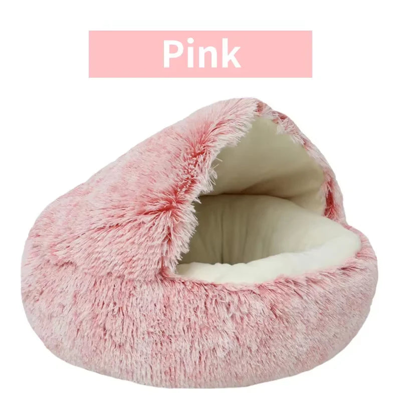 Cozy Cave 2-in-1 Calming Pet Bed – Plush Winter Nest for Cats & Small Dogs