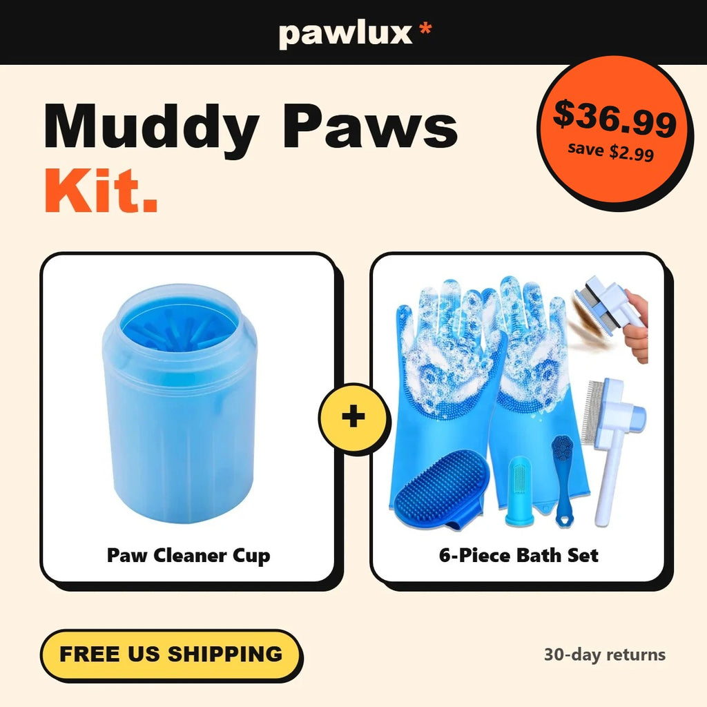 Muddy Paws Kit – Paw Cleaner Cup + 6-Piece Dog Bath Set